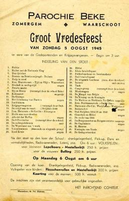 Affiche van het Groot Vredesfeest in Beke