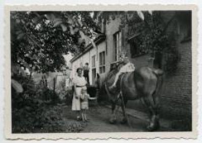 De barones met twee kinderen en een boerenpaard