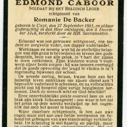 Bidprentje Edmond Caboor, Kleit, 1918