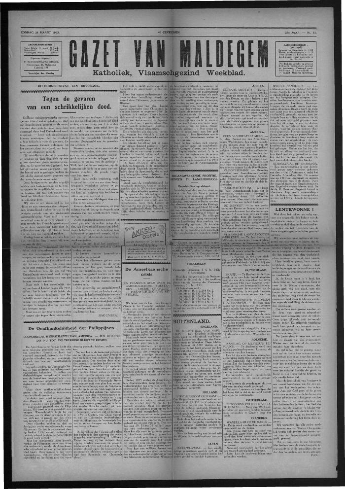 Gazet van Maldegem, 1933-03-26