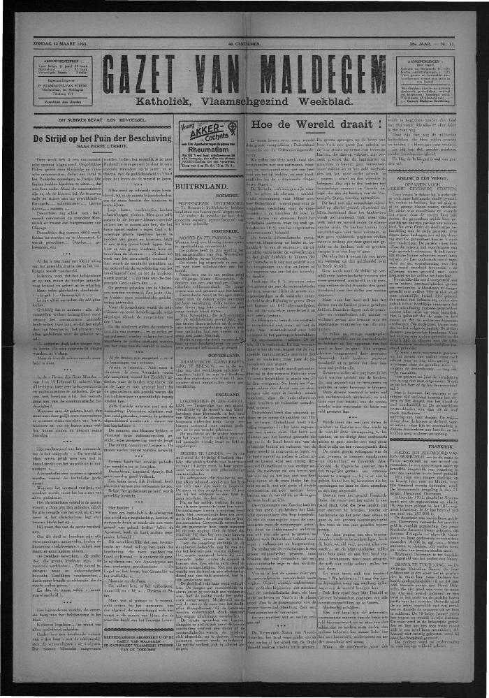 Gazet van Maldegem, 1933-03-12