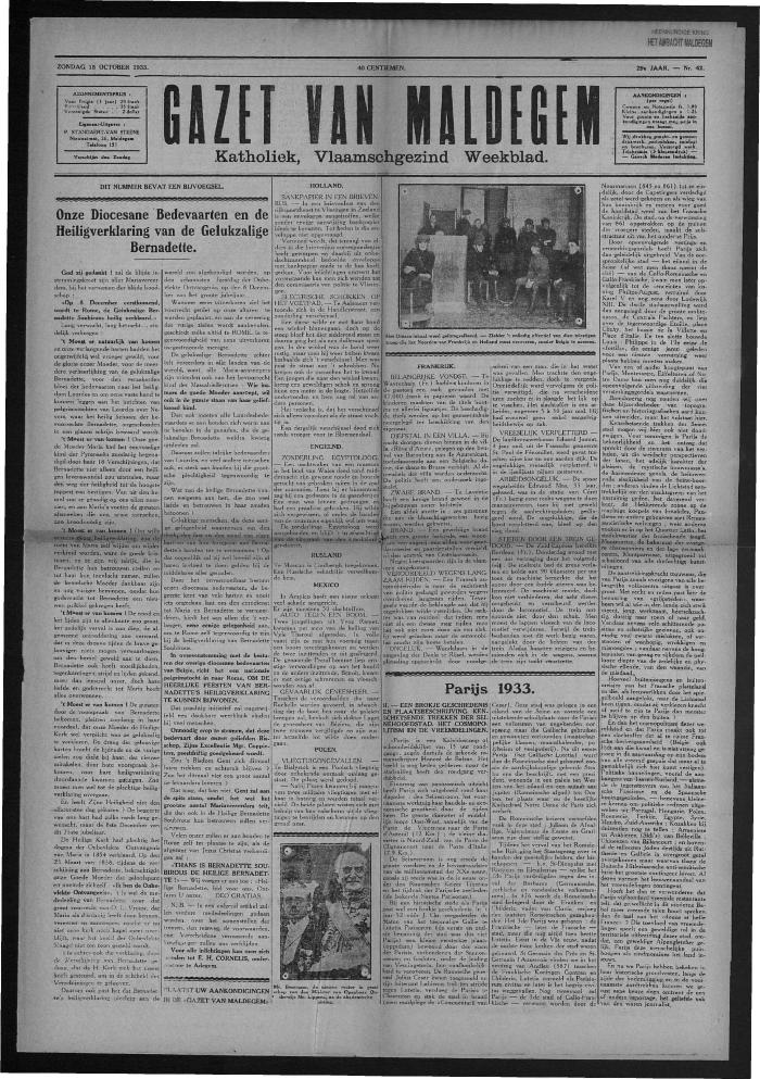 Gazet van Maldegem, 1933-10-15