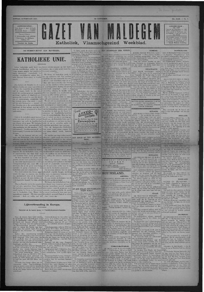 Gazet van Maldegem, 1933-02-12