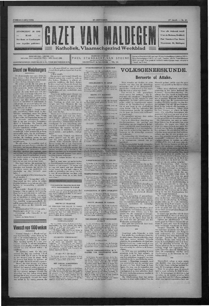 Gazet van Maldegem, 1932-07-03