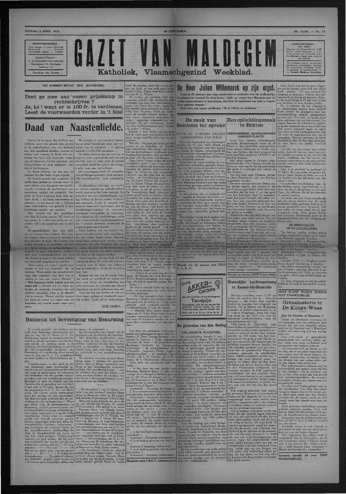 Gazet van Maldegem, 1933-04-02