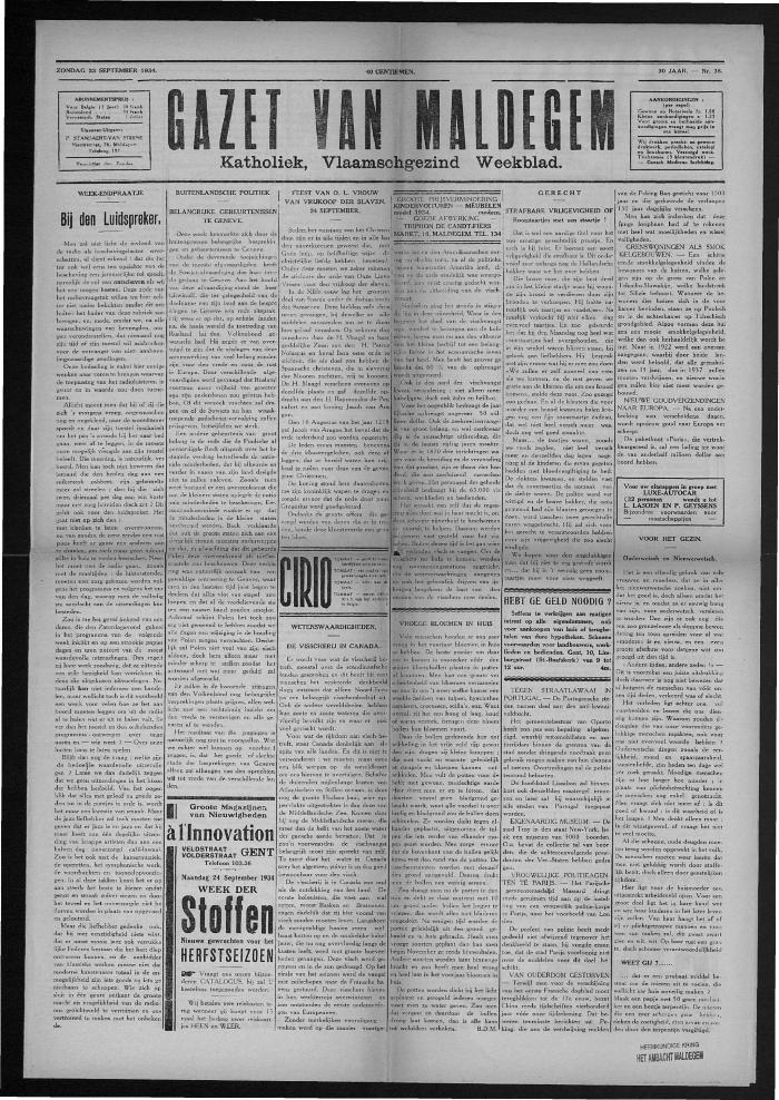 Gazet van Maldegem, 1934-09-23