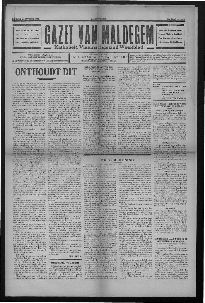 Gazet van Maldegem, 1932-10-30