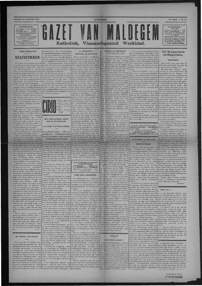 Gazet van Maldegem, 1934-08-26