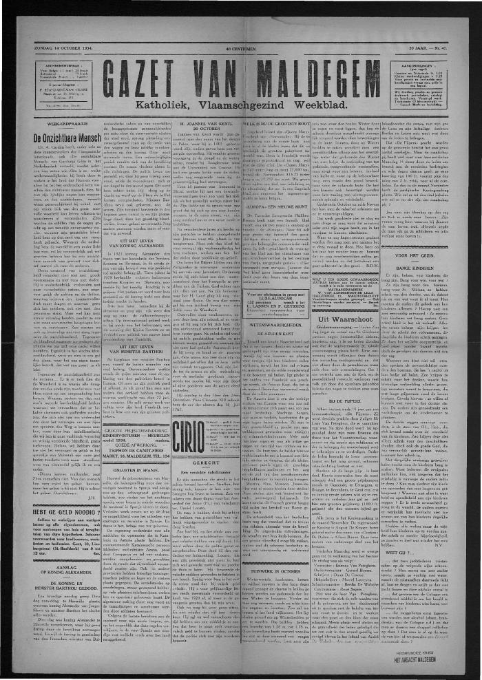 Gazet van Maldegem, 1934-10-14