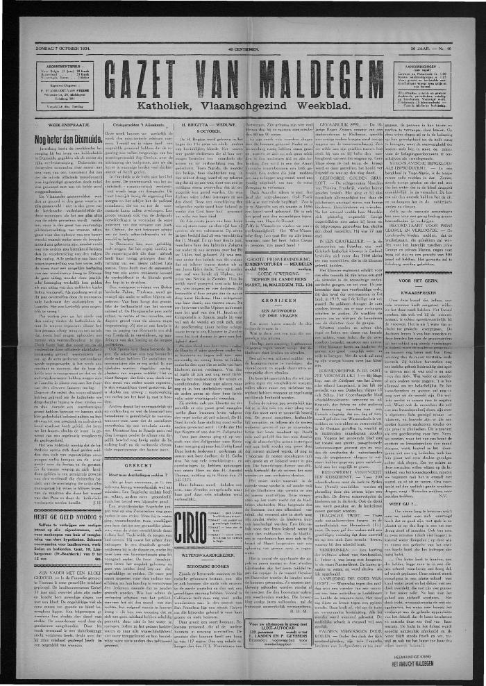 Gazet van Maldegem, 1934-10-07