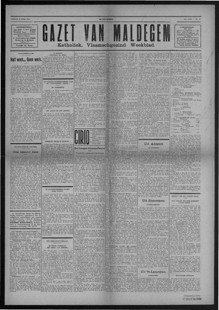 Gazet van Maldegem, 1934-04-22