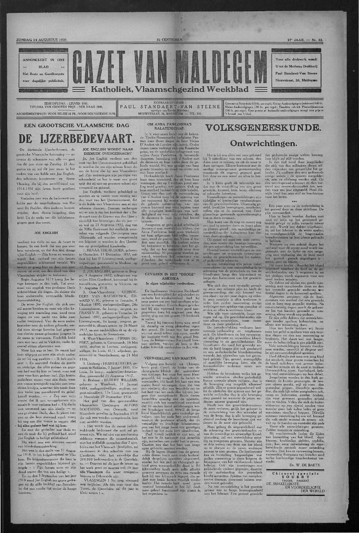 Gazet van Maldegem, 1932-08-14
