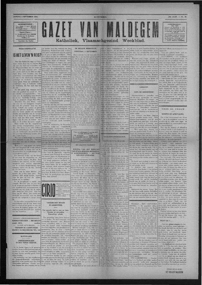Gazet van Maldegem, 1934-09-02