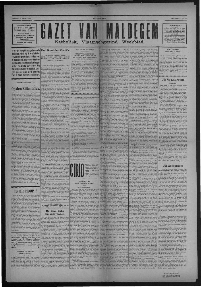 Gazet van Maldegem, 1934-04-15