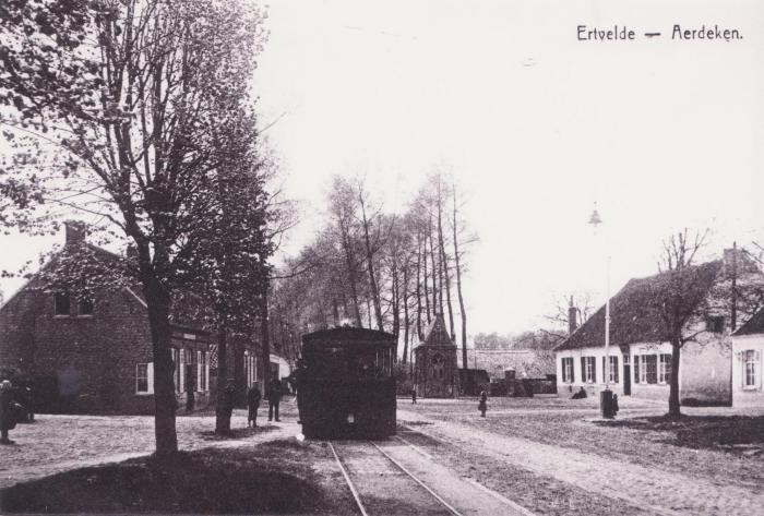 Postkaart dorpszicht Aardeken, Evergem