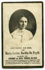 Bidprentje Maria-Louisa Martha De Puydt, Evergem, 1922
