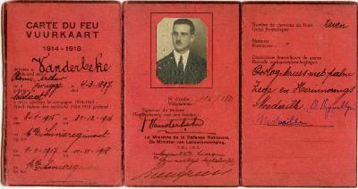 Vuurkaart Remi Vanderbeke, 1914 - 1918