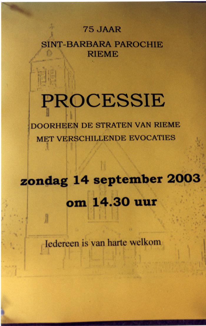 Programmaboekje processie Rieme, 2003