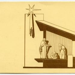 Kerstkaart van de Sint-Barbarakerk Rieme, 1961