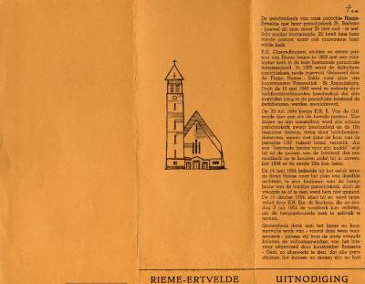 Programmaboekje wijdingsfeest Sint-Barbarakerk Rieme, 1955 