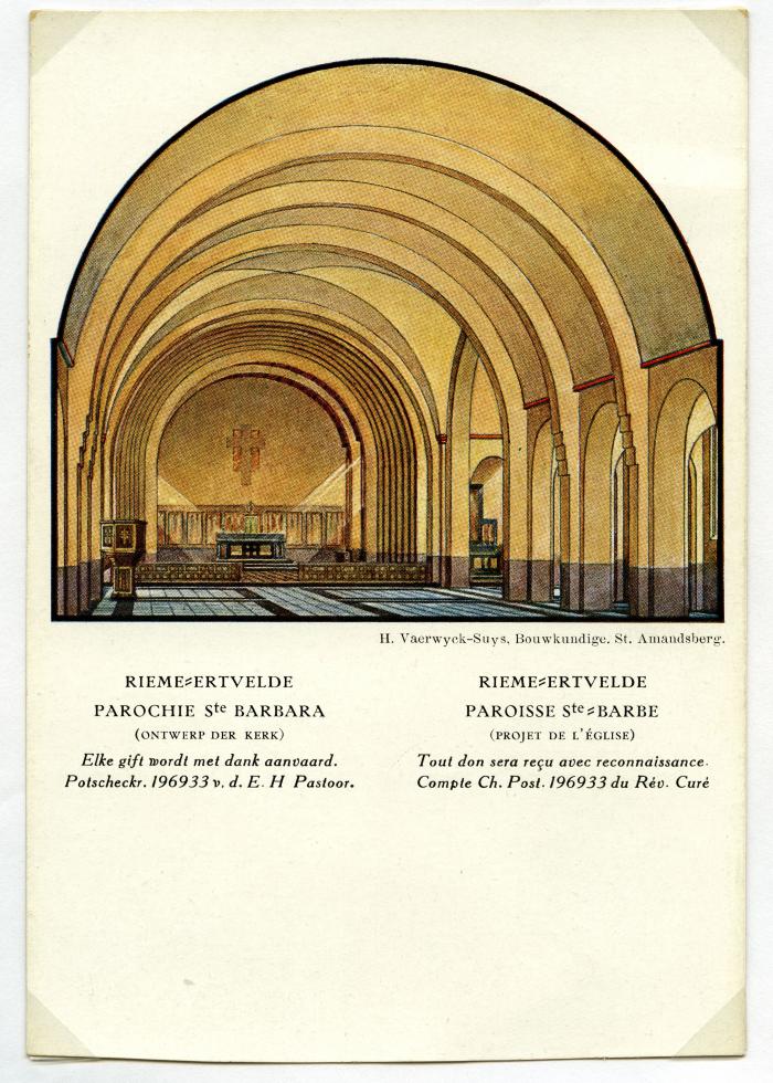 Ontwerp voor interieur van de tweede parochiekerk van Rieme