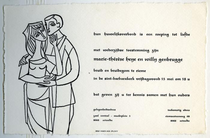 Huwelijksuitnodiging, 1970