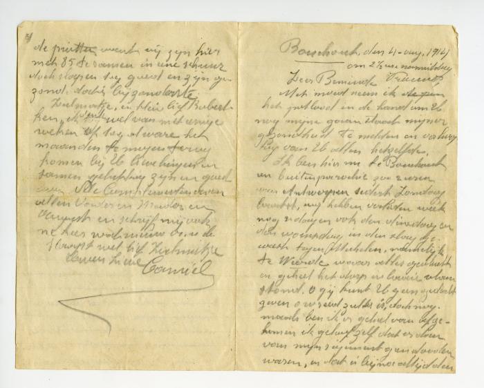 Brief Kamiel De Smet (Boechout), Sleidinge, 1914
