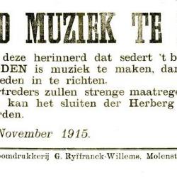 Muziekverbod, Eeklo, 1915