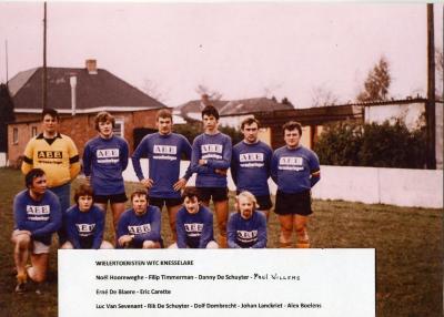 Vriendschappelijk voetbal met de wielrenners, 1985