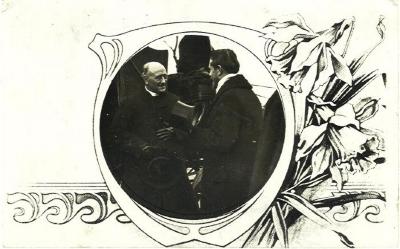 Postkaart met de nieuwe pastoor van Bassevelde, 1914