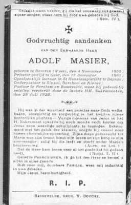 Bidprentje van Adolf Masier