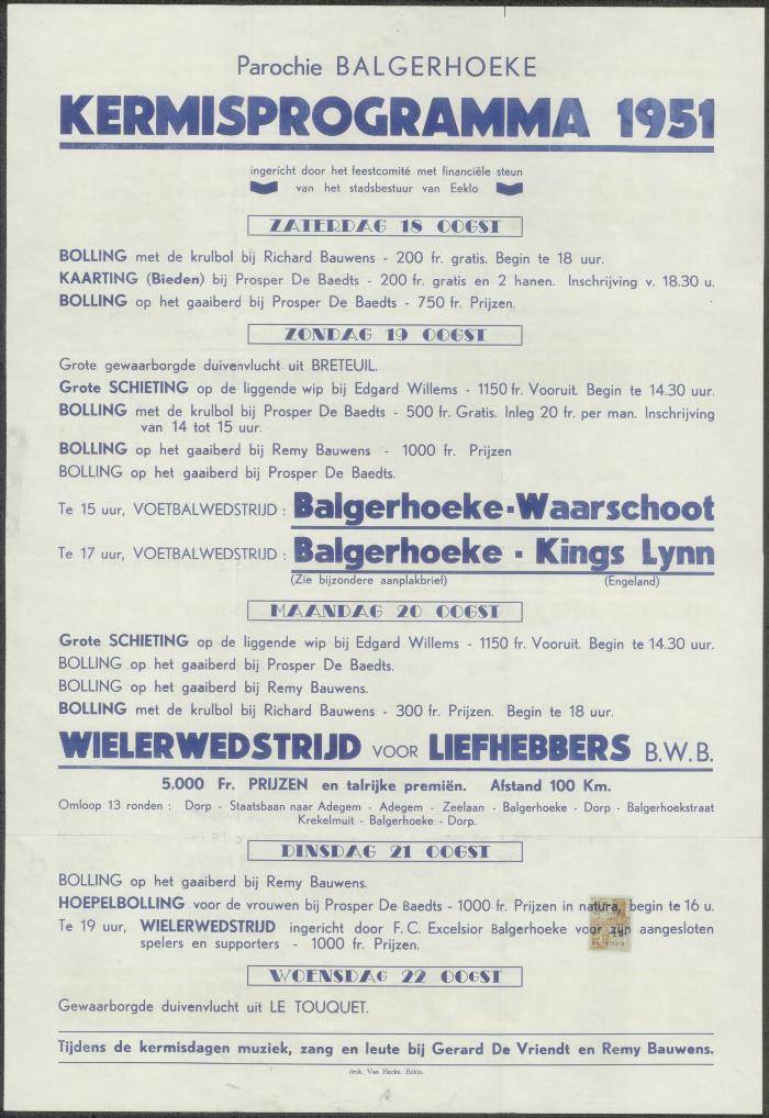 Kermisprogramma Balgerhoeke
